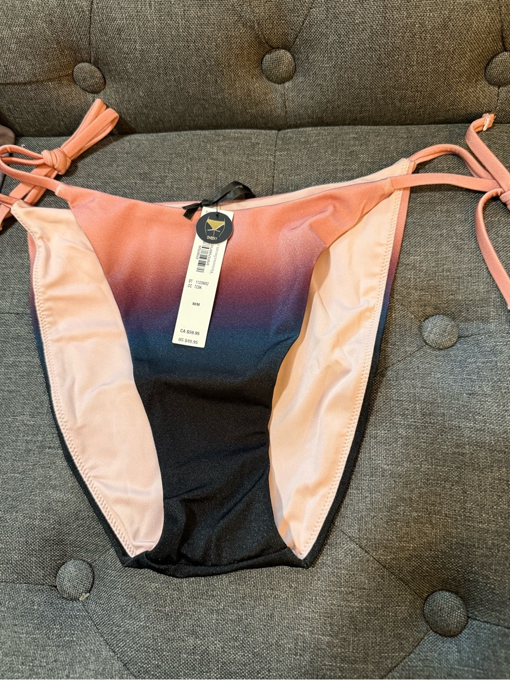 Victoria's Secret Ombre Coral to Navy Tie-Side Bikini Bottom